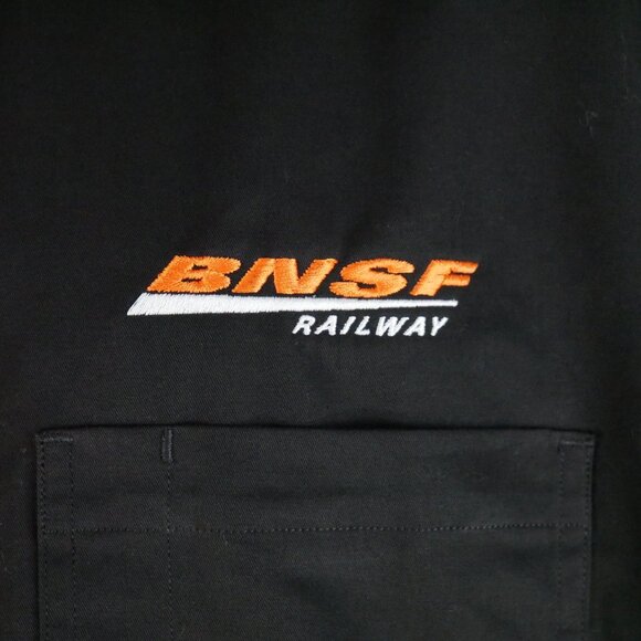 BNSF Railway Polo Employee Black Shirt Size XL Button Up Big Bang Super Pop - Picture 4 of 6
